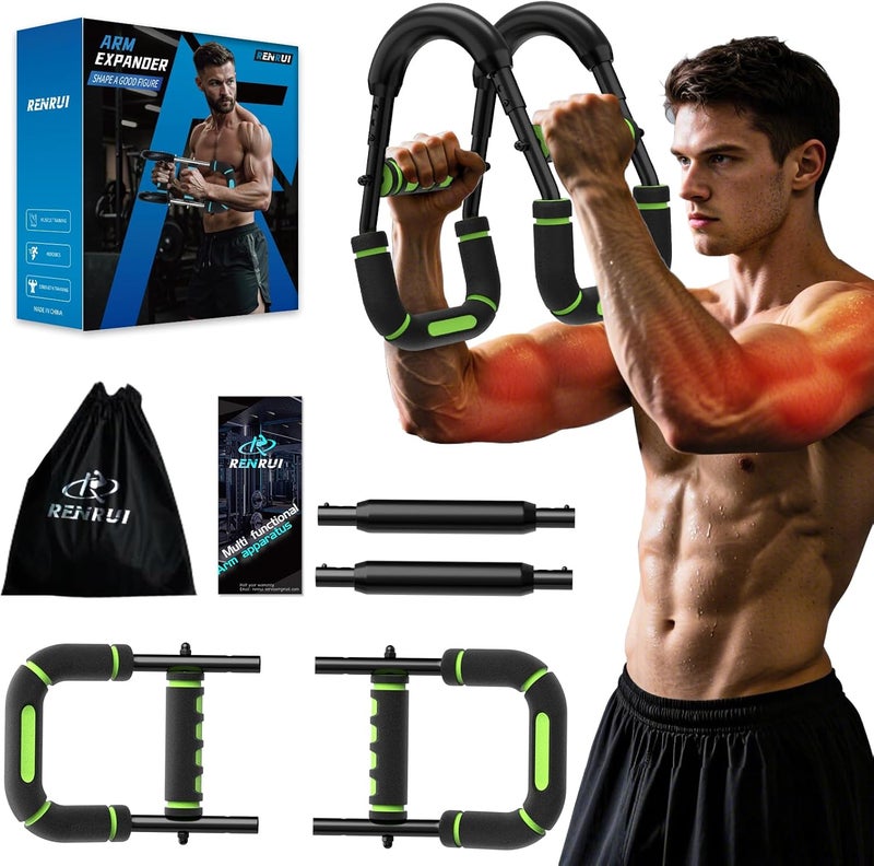 RENRUI Twister Arm Trainer, Adjustable 5 Resistance Levels (40-130 lbs) Chest & Arm Workout Equipment for Men & Women, Ergonomic Home Gym Strength Trainer with Anti-Slip Handles & Carry Bag - Image 1